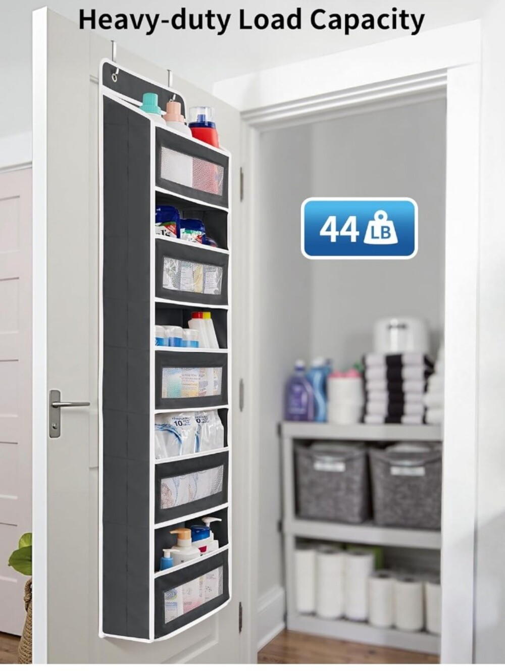 Over-the-Door 8-Bin Hanging Organizer - Black